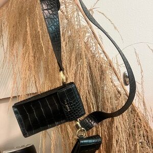 Ted Baker Black Croc Embossed Crossbody Bag